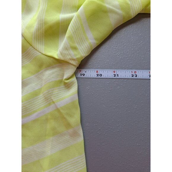 Ann Taylor Loft Womens Blouse Medium Sheer Lime Green Striped V Neck Lagenlook - Picture 5 of 6